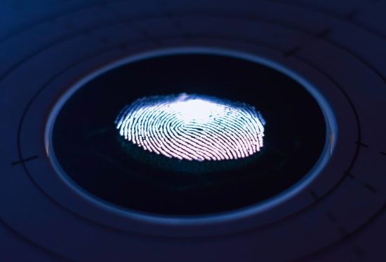 a fingerprint on a black surface